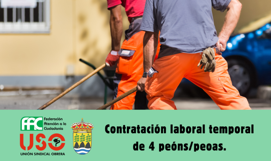 Contratación temporal de 4 peóns/ peoas. | Concello de Ortigueira